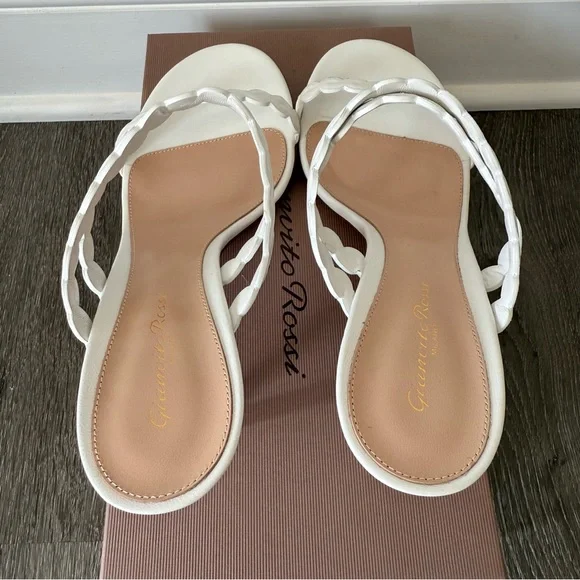 Gianvito Rossi White Leather Strappy Sandals Mules Heels - Picture 11 of 13